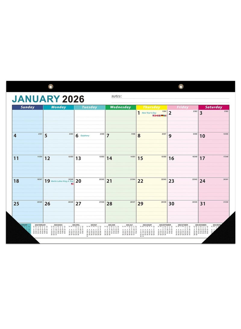 نيمبوت تقويم حائطي شهري للمكتب والحائط 2026-2027، تقويم مكتبي مع واقيات زوايا، 18 شهرًا، ورق سميك، قائمة مهام وملاحظات (من يناير 2026 إلى يونيو 2027) - Image 1